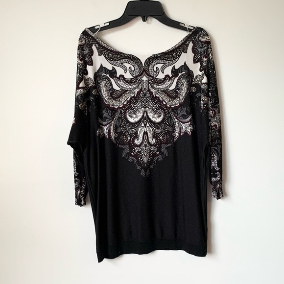 LAST CHANCE WHITE HOUSE BLACK MARKET Lightweight Scroll Design Sweater Small - Picture 3 of 7